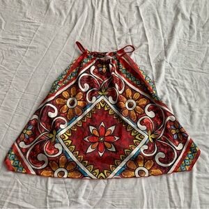 Y2K Style Funky Colourful Patterned Satin High Neck Blouse Tank Top